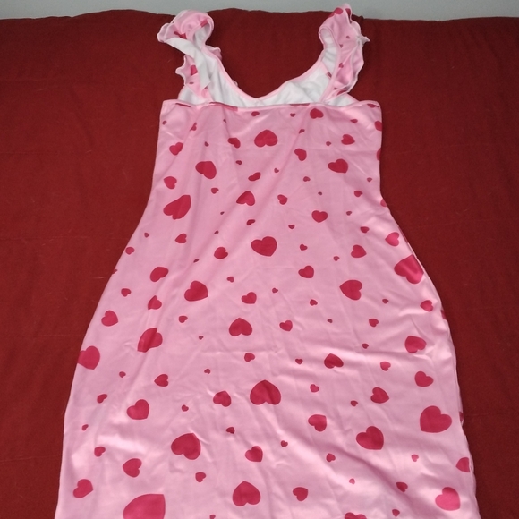 Pink Heart Print Ruffle Dress. - Picture 6 of 6